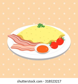 vector omelet,flat design