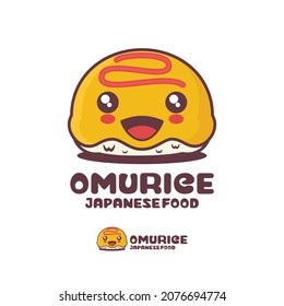 vector omurice cartoon mascot, japanese food illustration, suitable for, logos, prints, labels, packaging, stickers, etc.