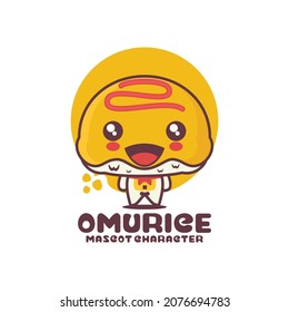 vector omurice cartoon mascot, japanese food illustration, suitable for, logos, prints, labels, stickers, etc, isolated on a white background.