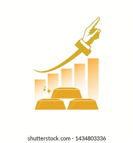 Vector on gold prices going up concept