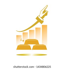 Vector on gold prices going up concept with a bit of golden shadow