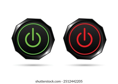 vector on off push red and green button
