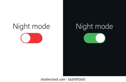 Vector On and Off Switch. Dark and Light Mode Switcher for Phone Screens, tablets and computers. Toggle Element for Mobile App, Web Design, Animation. Light and Dark Buttons.