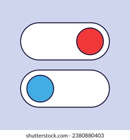 Vector on and off toggle switch. slider buttons to turn on and off.