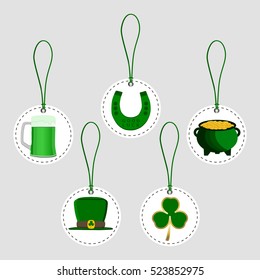 Vector on theme big colored set different types shamrock clover to Patrick day. Shamrock clover pattern consisting of collection accessory holiday Patrick day. Shamrock clover on celebrate Patrick day