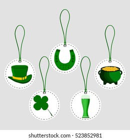 Vector on theme big colored set different types shamrock clover to Patrick day. Shamrock clover pattern consisting of collection accessory holiday Patrick day. Shamrock clover on celebrate Patrick day
