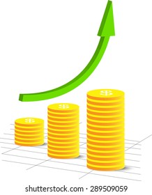 Vector it on a theme of business with cents, Green arrow