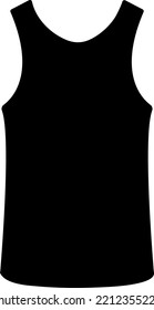 Vector on transparent background of a black men's undershirt. Men's fashion clothing.