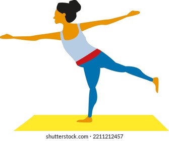 Vector on transparent background of a woman practicing yoga. Perform physical and aerobic exercises at home. Pilates. Physical activity and lifestyle.