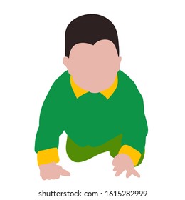 vector, on a white background, baby boy crawls, flat style