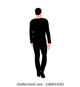 vector, on white background, black silhouette man is walking