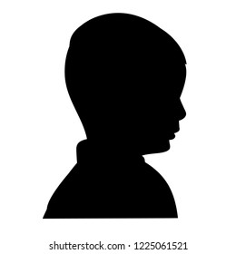 vector, on a white background, black silhouette boy face, portrait