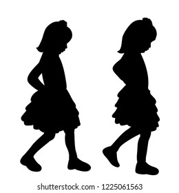 vector, on a white background, black silhouette of a child coming