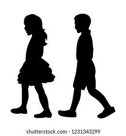 vector, on a white background, black silhouette of a child