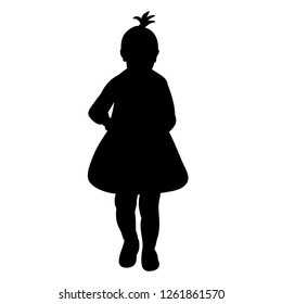 vector, on a white background, black silhouette of a child girl