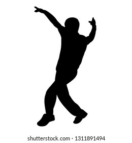 vector, on a white background, black silhouette of a guy dancing