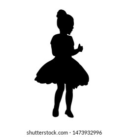 vector, on a white background, black silhouette of a dancing girl child