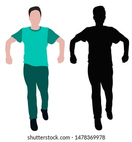vector, on a white background, black silhouette of a dancing guy