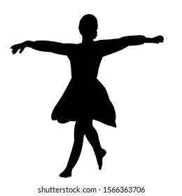 vector, on a white background, black silhouette girl dancing