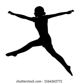 vector, on a white background, black silhouette girl gymnast, acrobatics