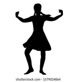 vector, on a white background, black silhouette girl dancing