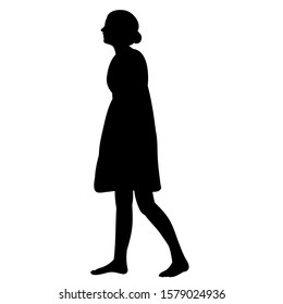 vector, on a white background, black silhouette girl, woman