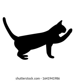 vector, on a white background, black silhouette of a cat