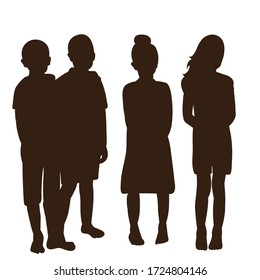 vector, on a white background, black silhouette of a child