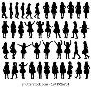 vector, on white background, child silhouette, set, collection