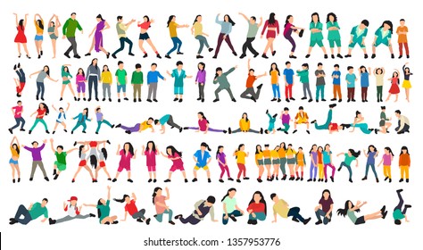 vector, on a white background, a collection of dancing people, without a face