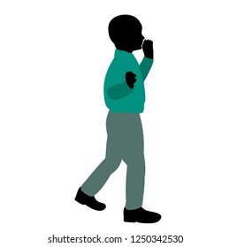 vector, on a white background, a colorful silhouette of a boy walking