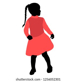 vector, on a white background, colorful silhouette of a child