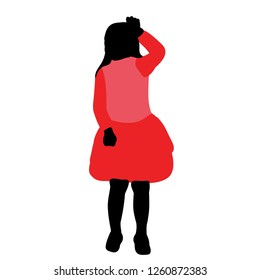 vector, on white background, colorful silhouette of child, girl