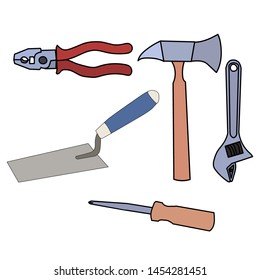 vector, on a white background, construction tool set, collection
