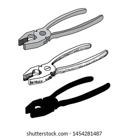 vector, on a white background, construction tool pliers, set