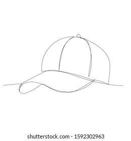 vector, on a white background, continuous line drawing, cap