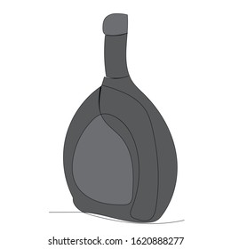 vector, on a white background, continuous line drawing, gray bottle