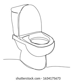 vector, on a white background, continuous line drawing, toilet