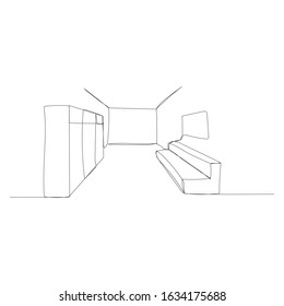 vector, on a white background, continuous line drawing, room