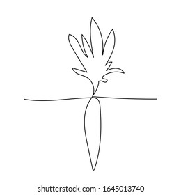 vector, on a white background, a continuous line drawing of a carrot