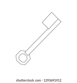 vector, on a white background, contour, sketch of a house key, long