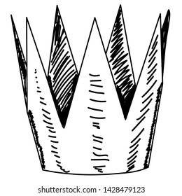 vector, on a white background, crown, sketch with lines