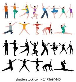 vector, on a white background, dancing girls, flat style, set, collection