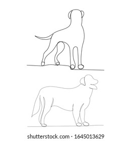 vector, on a white background, dog continuous line drawing, sketch