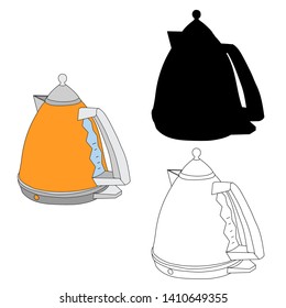 vector, on a white background, an electric kettle, with a silhouette and sketch
