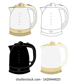 vector, on a white background, electric kettle, white, with a silhouette