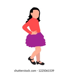 vector, on a white background, faceless little girl flat style