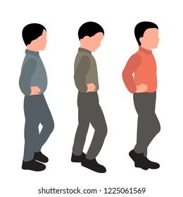 vector, on a white background, faceless boy flat style, coming