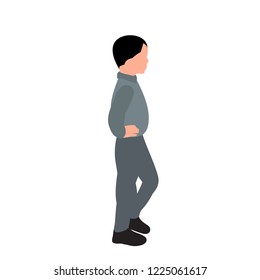 vector, on a white background, faceless boy flat style