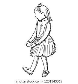 vector, on a white background, faceless kids dancing sketch, lines